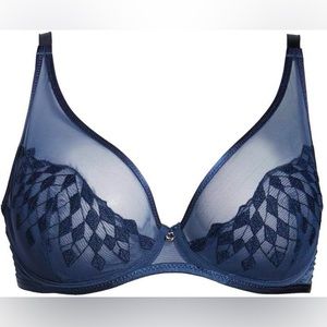 Chantelle Lace Unlined Plunge Bra - Navy